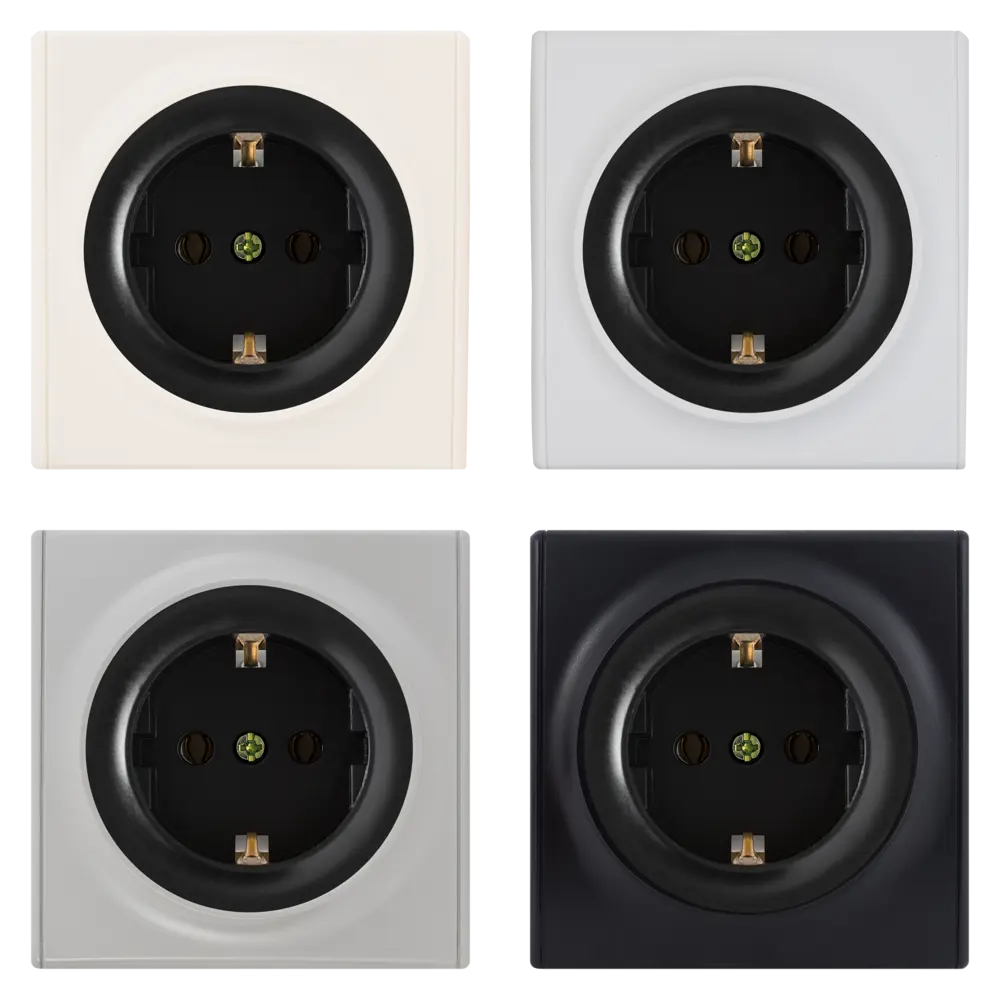 Розетка встраиваемая Onekey Florence с заземлением, цвет чёрный ONEKEYELECTRO STLM-2067996 - Вид №1