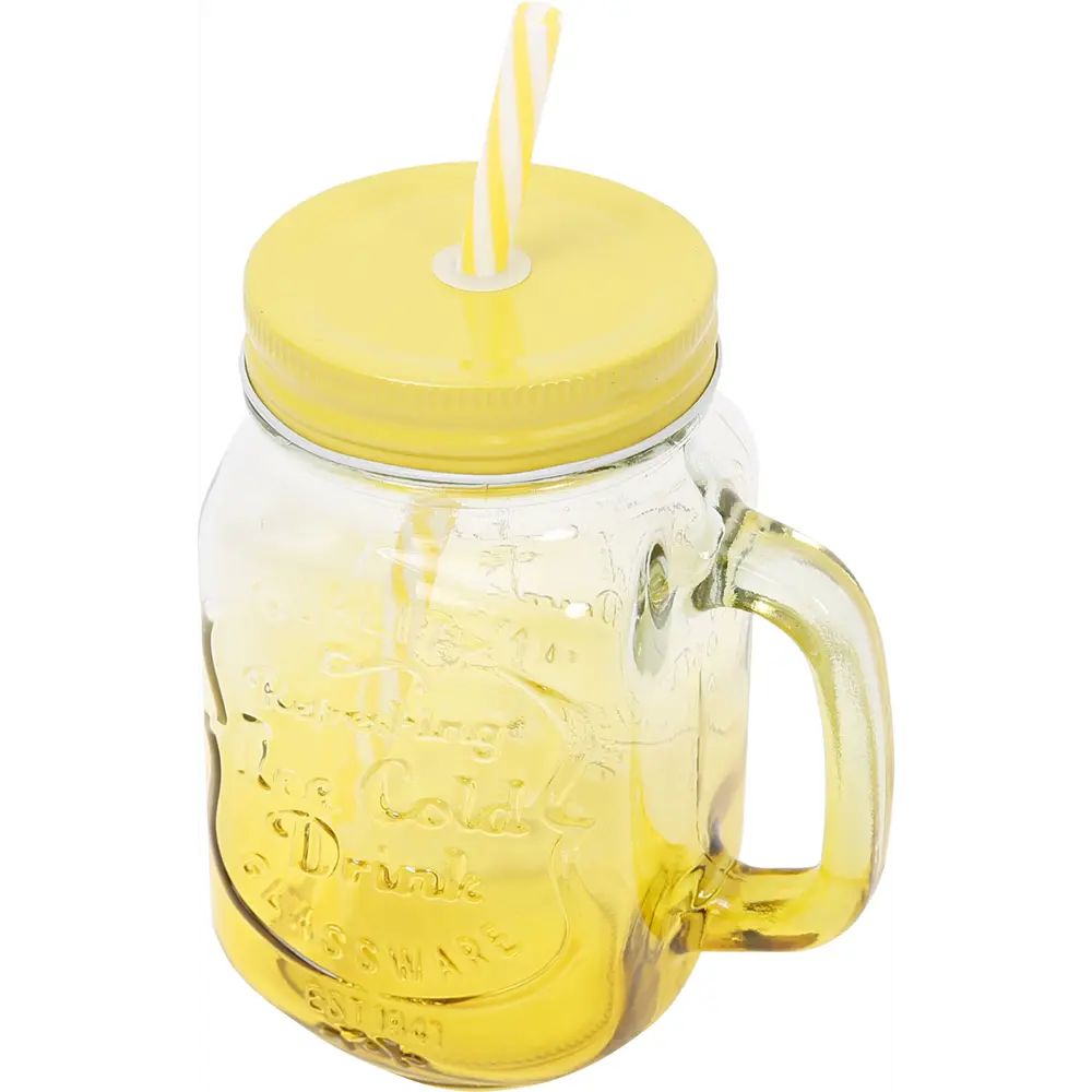 Стакан с трубочкой 500 мл стекло цвет желтый Santreyd MS-BL-500Y STLM-2194261