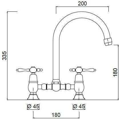 Rubinetteria Giulini Смеситель для умывальника на 2 отверстия с регулируемым изливом Praga - praga crystal F7537p - Вид №1