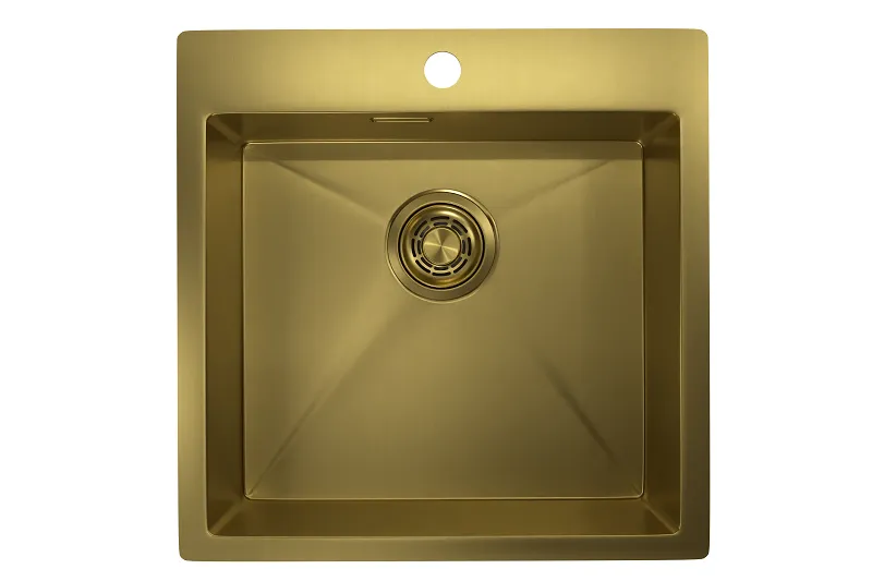 5151, ЗОЛОТО САТИН, стальная кухонная мойка GRANULA 5151-ST338 - Вид №1