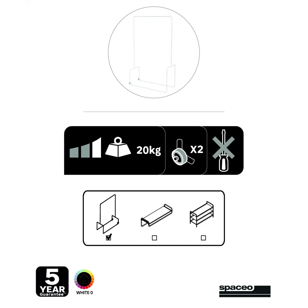 Вешалка напольная Spaceo 100x160x40 см металл цвет белый 82761892 STLM-2013940 - Вид №2