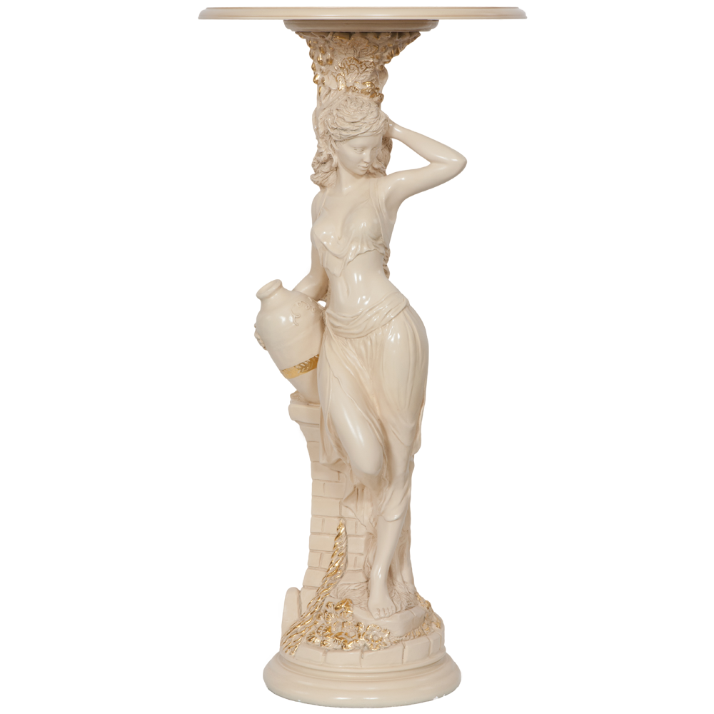 13055 BOGACHO Подставка декоративная Девушка с кувшином Айвори мрамор / ЛМДФ 11486  - Вид №1