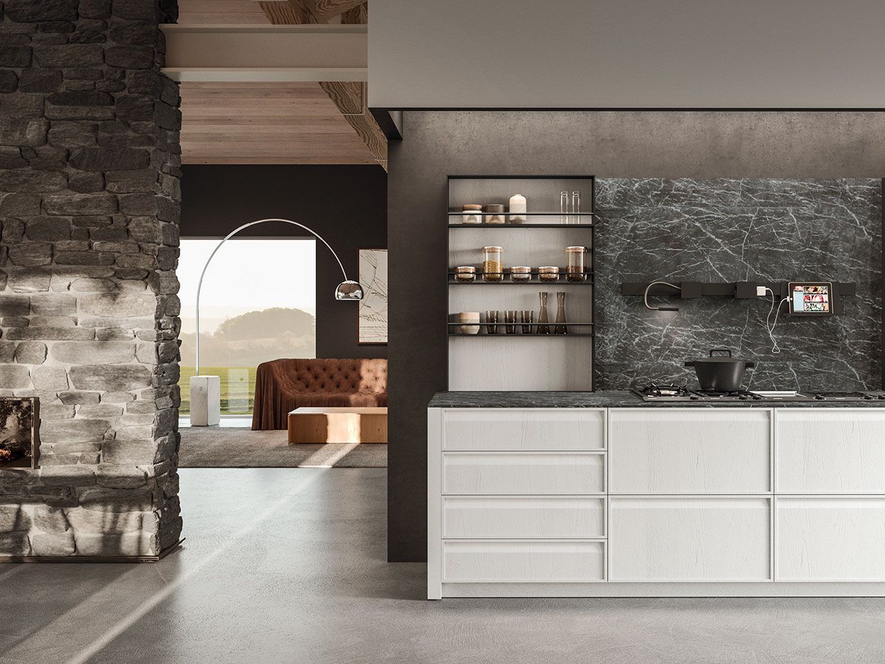 Встроенная кухня со встроенными ручками Arrital Ak_07 ARCH-00038077 - Вид №3