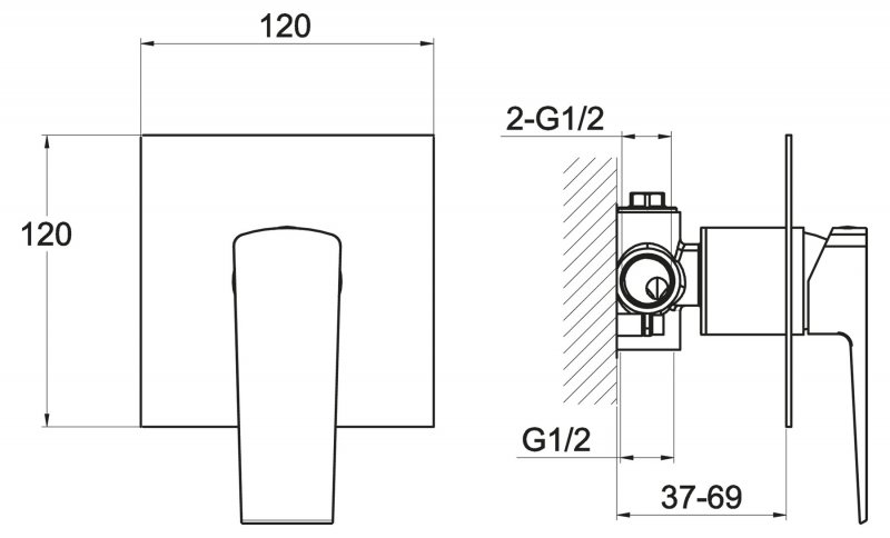 Встраиваемый смеситель для душа ARLIE ARL-BDM-CRM BELBAGNO  - Вид №1