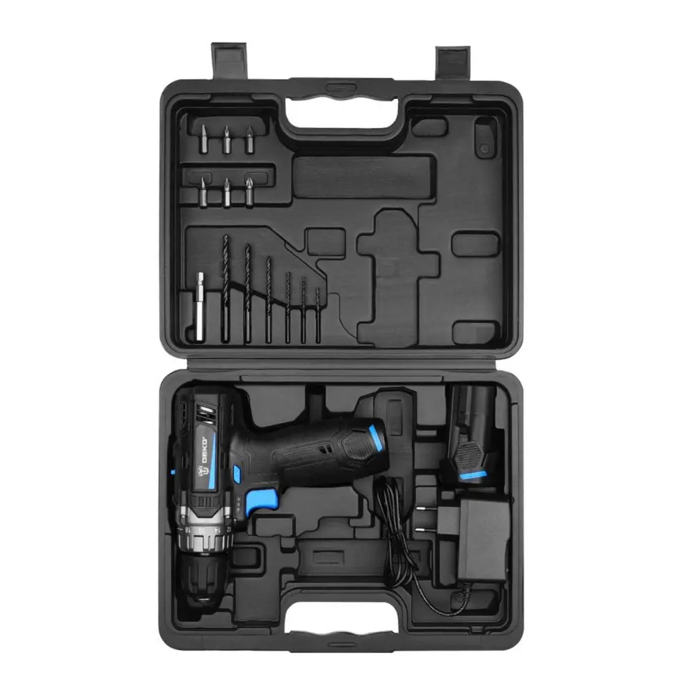 Аккумуляторная дрель-шуруповёрт DEKO ZKCD12 с кейсом и оснасткой 13 предметов 89370288 STLM-1494828 - Вид №3