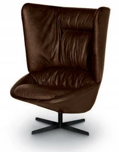 arflex Кресло Wing из кожи с 4-мя спицами и высокой спинкой Ladle