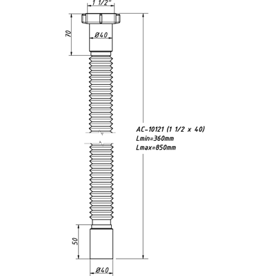 Гибкая труба 1 1/2х40 L-950 мм АС-10121 (О) АС-10121 ОРИО 151643 - Вид №1