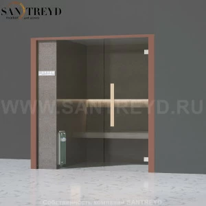 Effegibi ONEFILO H LO61030008 Хаммам. Установка: в правый угол. Левая дверь. Мощность: 4,5 кВт макс. Размеры: длина 214 см, ширина 171 см. Отделка: матовый лакированный коричневый аллюминий и темный ламинат из керамогранита.