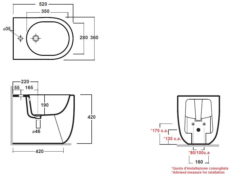 Mil230101 Биде напольное Milady Olympia Ceramica - Вид №2