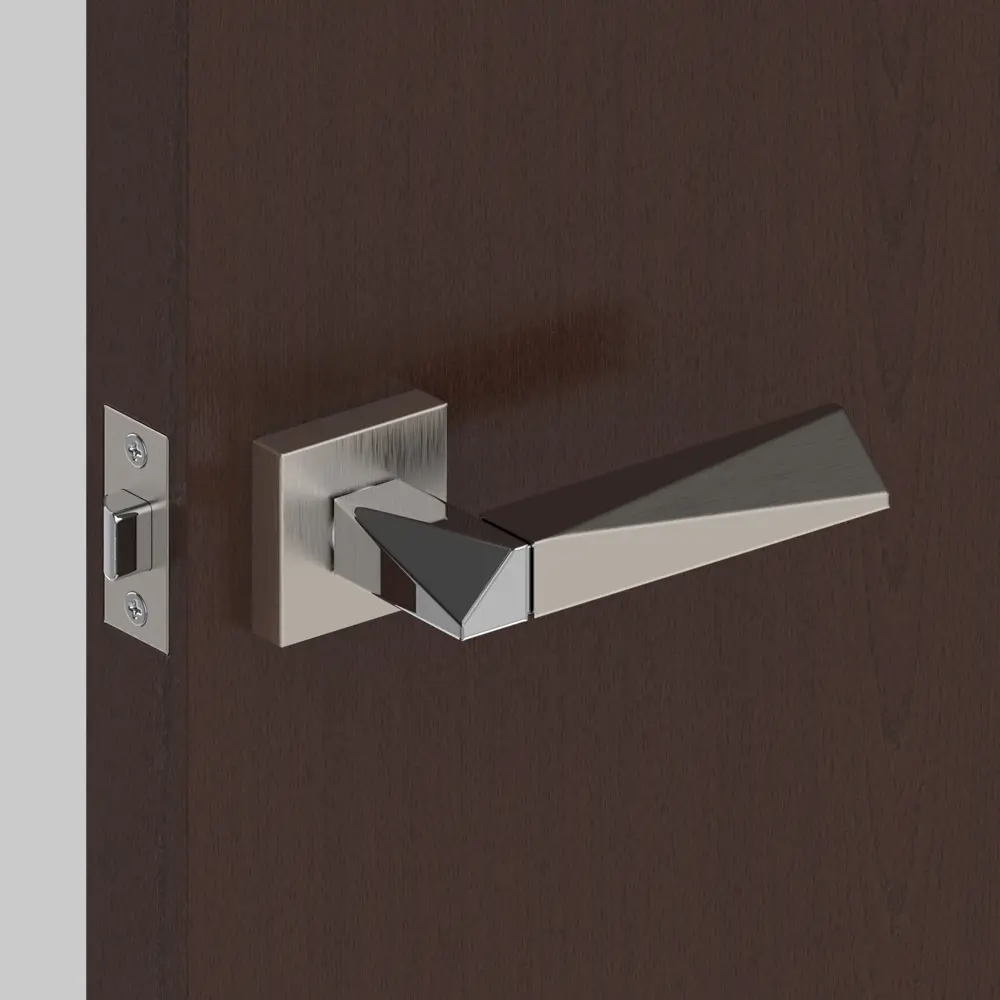 Ручка дверная на розетке DIAMOND DM/HD SN/CP-3, цвет никель/матовый хром FUARO STLM-2011918 - Вид №9