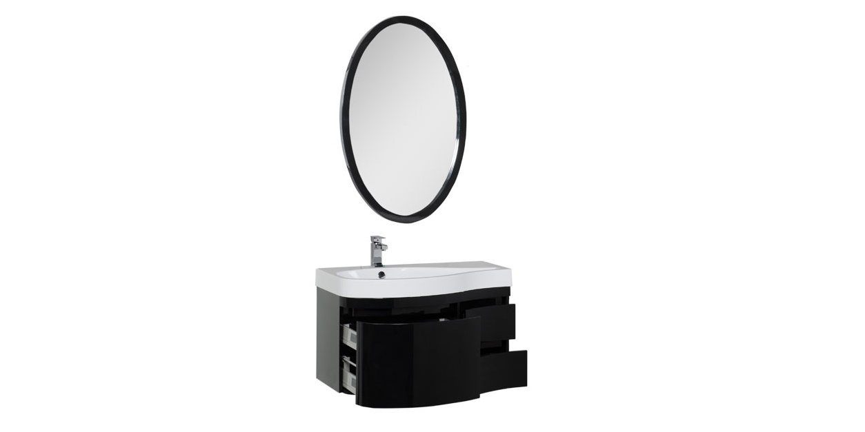 Комплект мебели Aquanet Сопрано 95 L черный (3 ящика) 00169441 - Вид №2