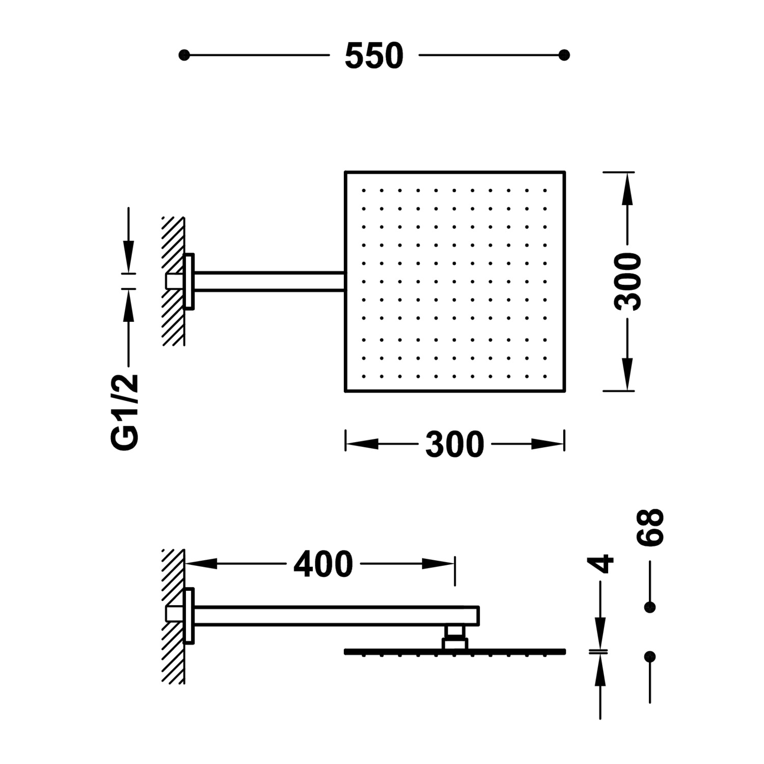 Настенный кронштейн с регулируемой насадкой для душа-134433 TRES Showers - Вид №1