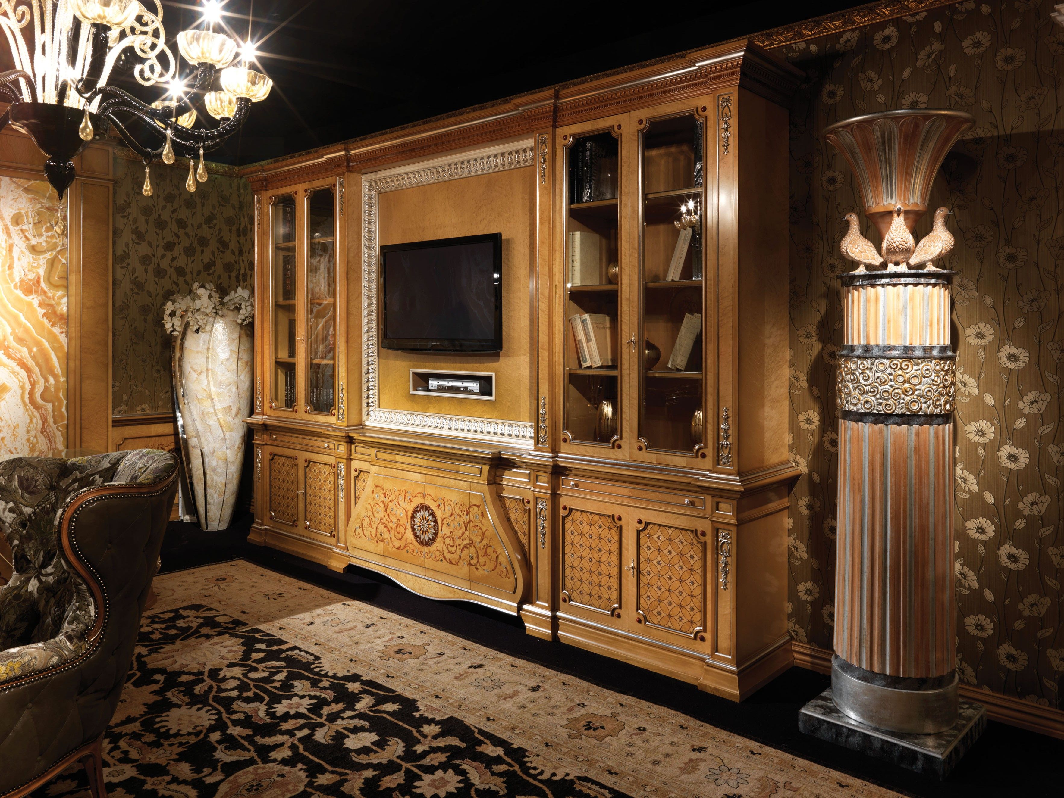 Деревянный настенный книжный шкаф с подставкой для телевизора Bellotti Ezio 2260 ARCH-00086094 - Вид №1