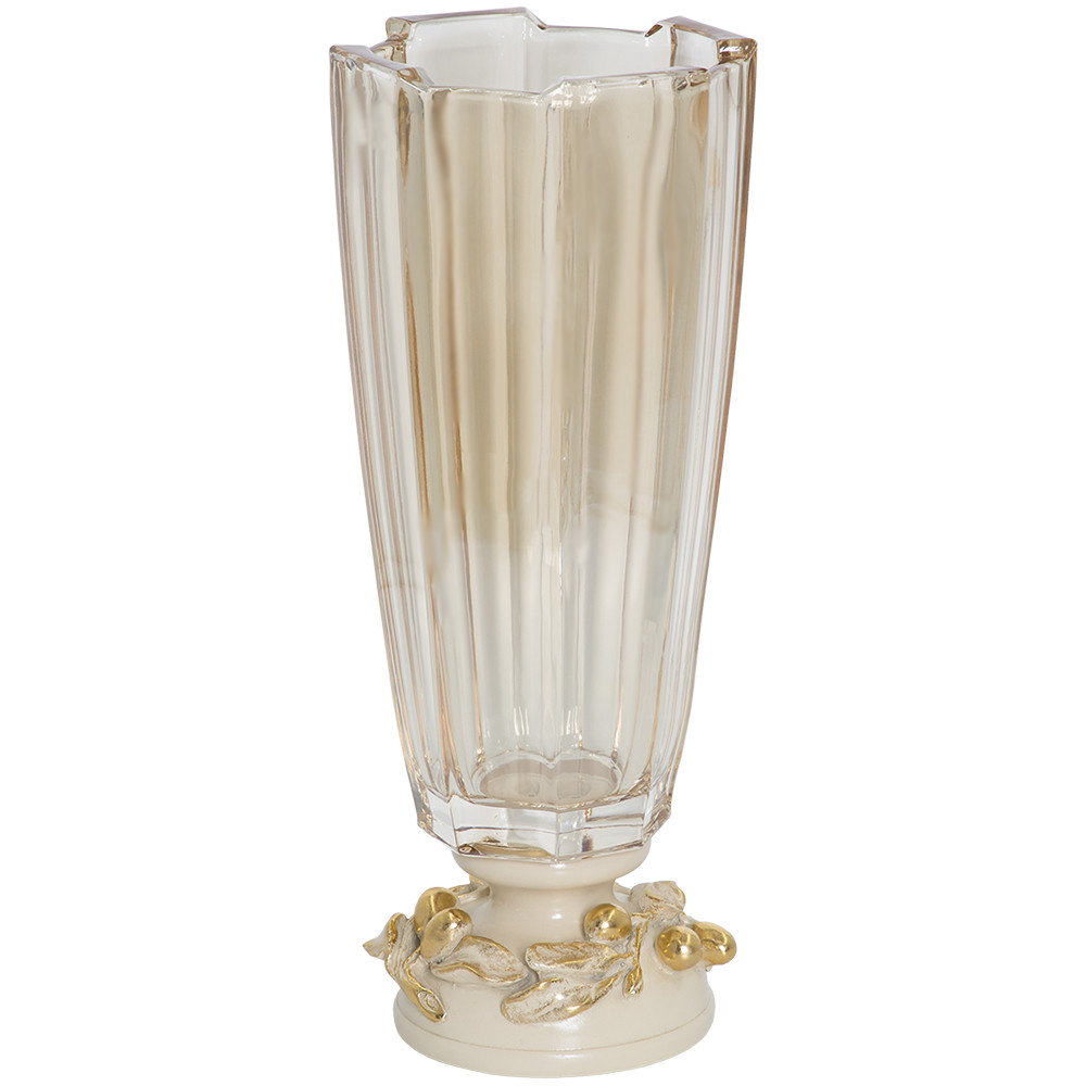 52104 BOGACHO Ваза Oliva Branch Gold Айвори мрамор, стекло  - Вид №1