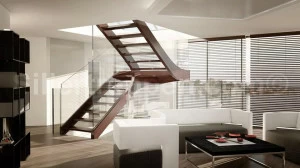 Siller Treppen Самонесущая открытая лестница из нержавеющей стали и стекла с боковыми перекладинами Melbourne