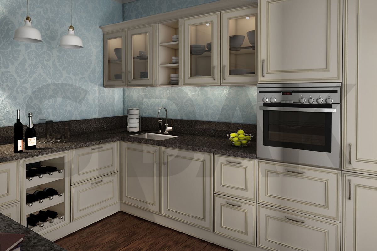 Фасады для кухни Классика Фрезеровка «Брэдфорд» 203 Серый шелк SIDAK SIST3431-7740