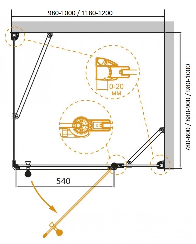 Душевой уголок CEZARES GIUBILEO-AH-11-100-CP-Cr-R - Вид №1