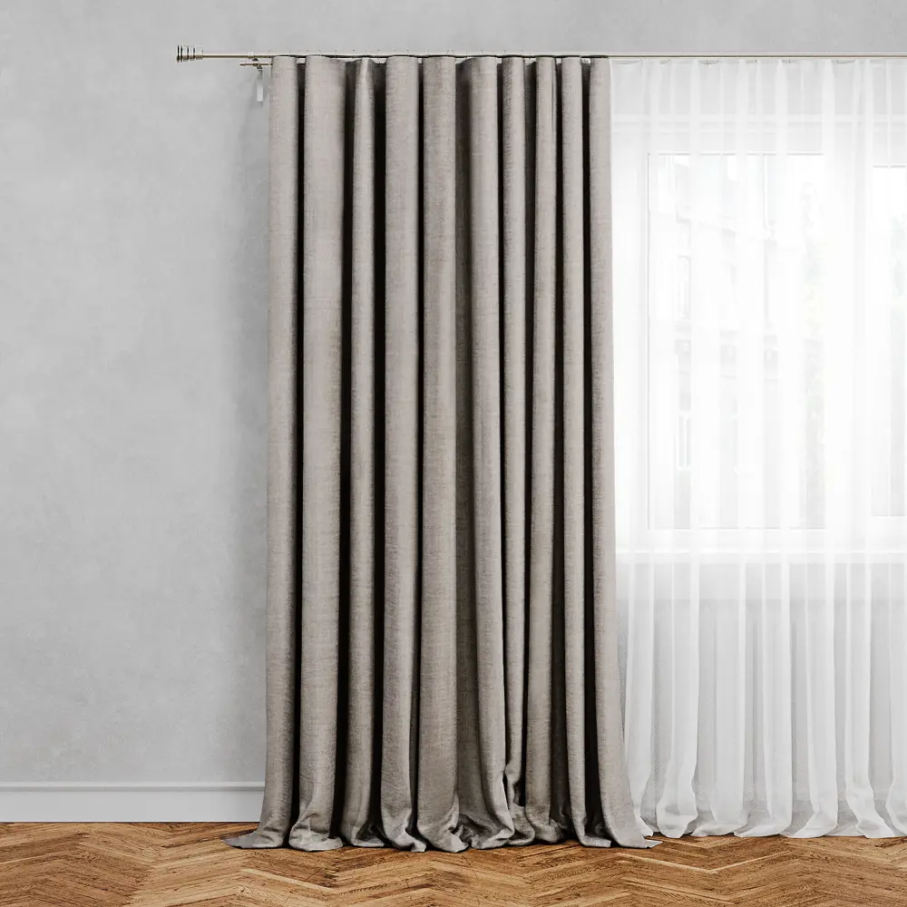 Штора на ленте Inspire Malonn 200x280 см цвет серо-коричневый 82485642 STLM-2198175 