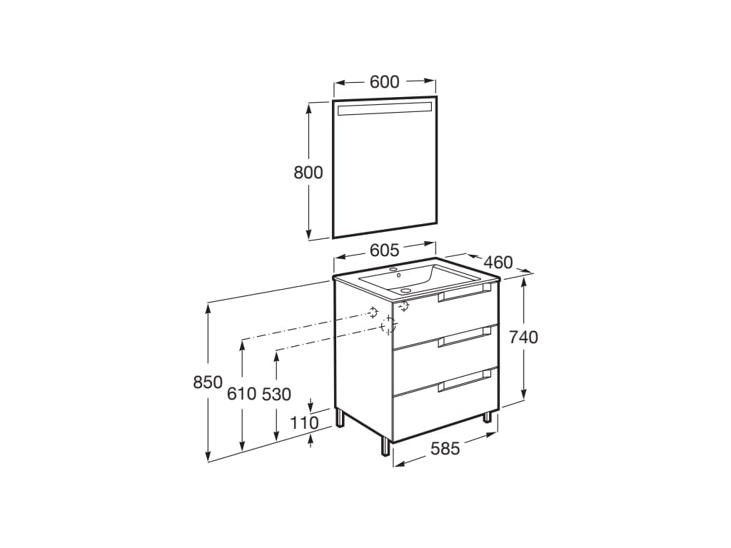 Деревянный напольный умывальник с зеркалом Roca Aleyda ARCH-00106137 - Вид №38