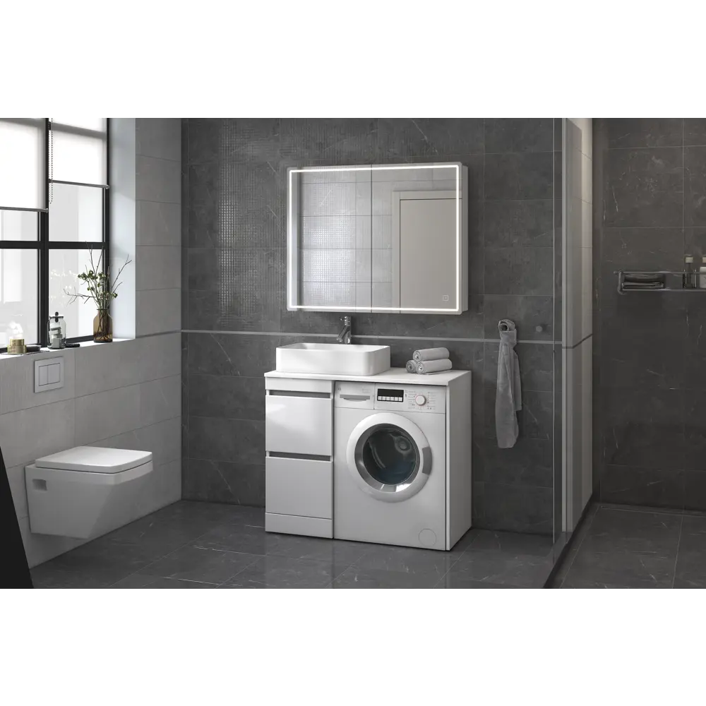 Шкаф зеркальный подвесной Look с подсветкой 120х80 см цвет белый VIGO STLM-2167242 - Вид №4