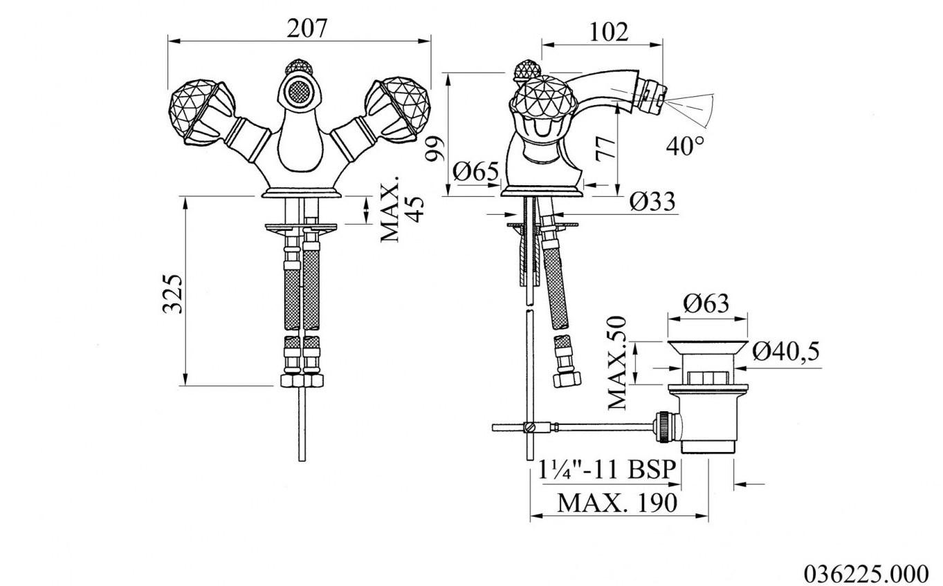 Bronces Mestre Смеситель для биде с одним отверстием и кристаллами swarovski® Atlantica sun-id-1362866 - Вид №1