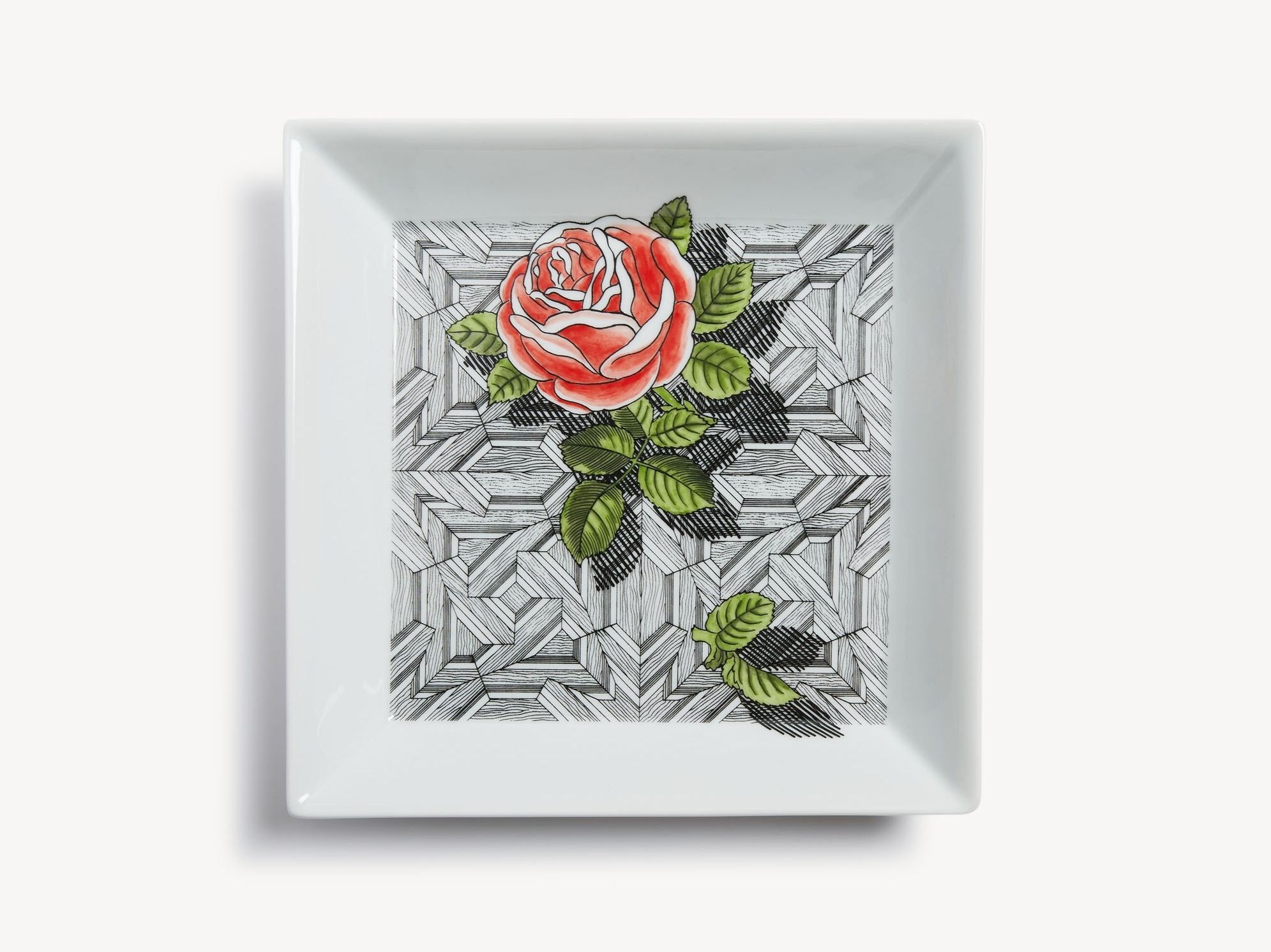 Квадратная фарфоровая тарелка Fornasetti Musciarabia con rose ARCH-00022584