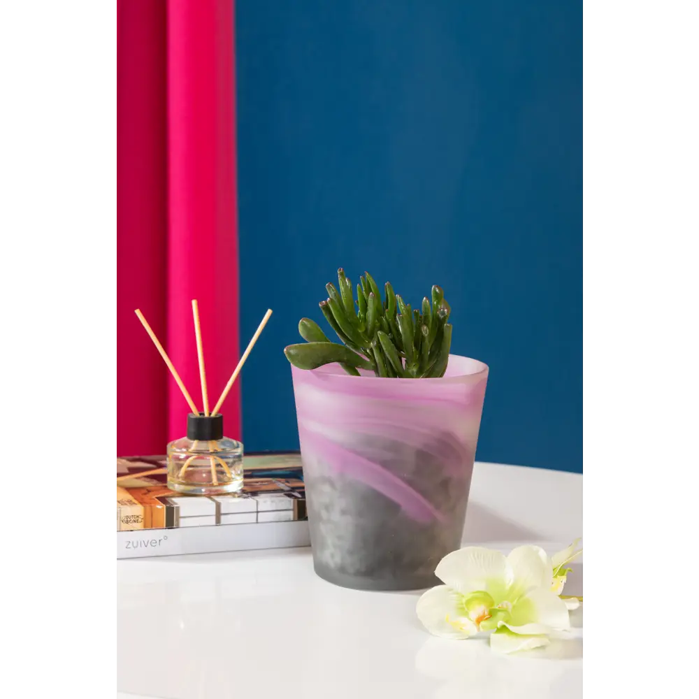 Кашпо для орхидей ø14 h15 см v1 л стекло белый/фиолетовый NINA GLASS Бальзамин STLM-2112694 - Вид №3