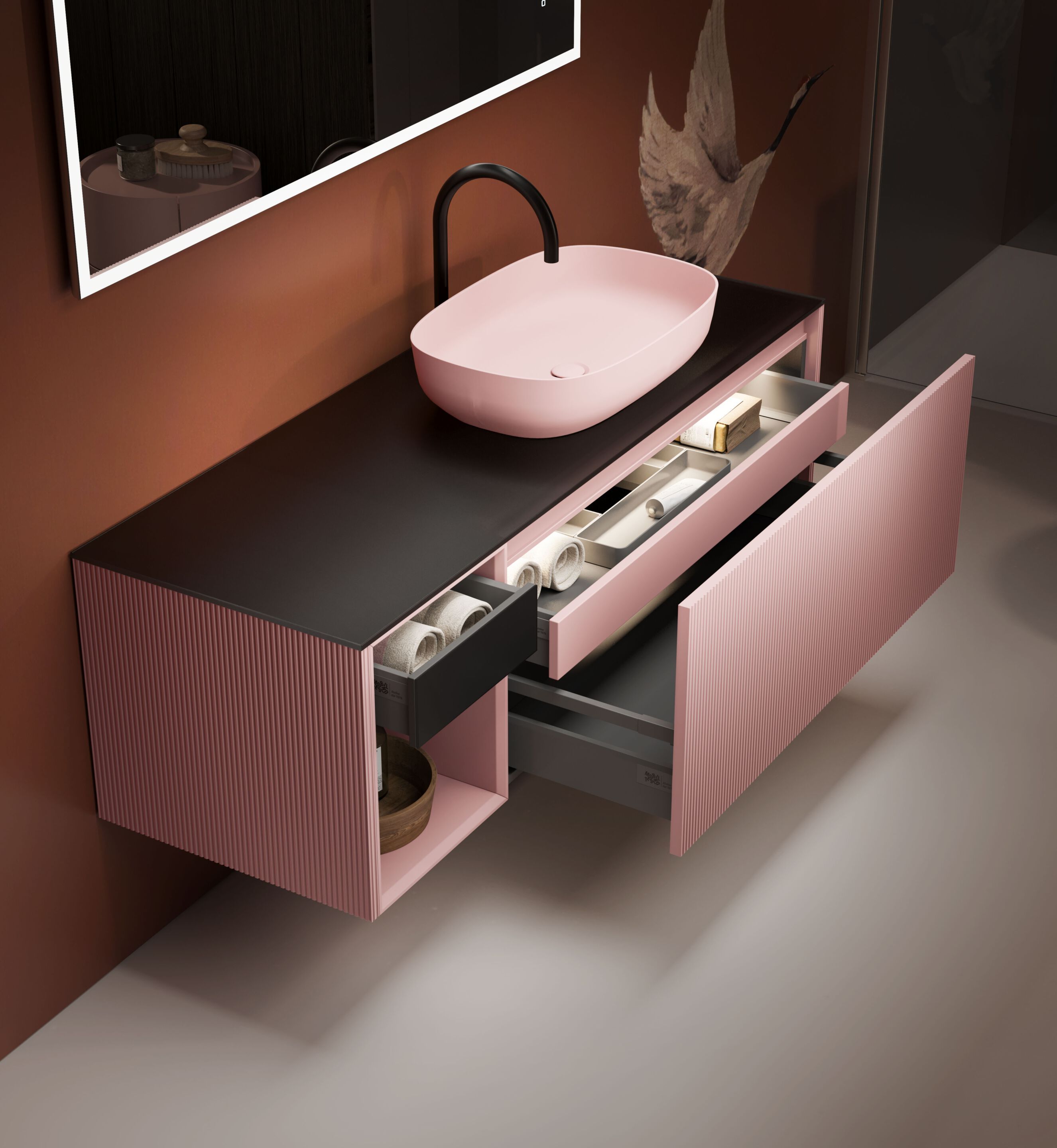 Подвесной умывальник с ящиками Mobiltesino Millerighe Color ARCH-00040727 - Вид №1