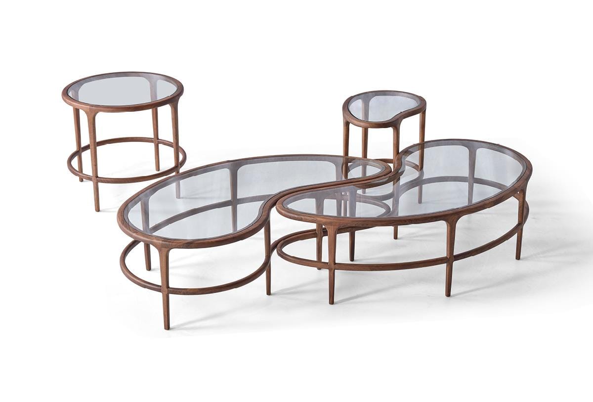 Круглый деревянный и стеклянный журнальный столик Mobi VIRGUL ARCH-00152264 - Вид №1