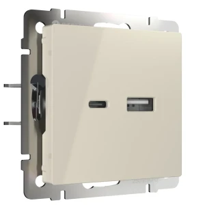 Розетка USB встраиваемая Werkel без заземления цвет слоновая кость