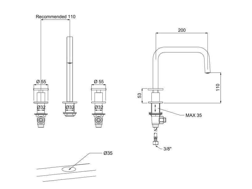 Однорычажный смеситель для раковины с 3 отверстиями QD Magistro Lab Tomeo ARCH-00112245 - Вид №2