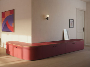 Секционный шкаф из линолеума с распашными дверями