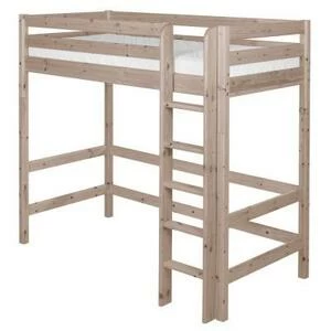 Кровать Flexa Classic высокая двухъярусная с прямой лестницей, коричневый, 190 см