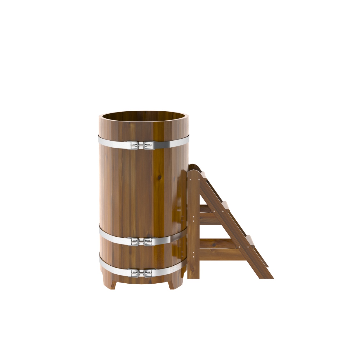 2254 Купель овальная из лиственницы Рустик 0,69х1,31х1,2 морёная Alyarus  - Вид №3