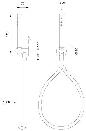 Ceadesign Настенный ручной душ из нержавеющей стали с гибким Free ideas Fre 203 - Вид №1