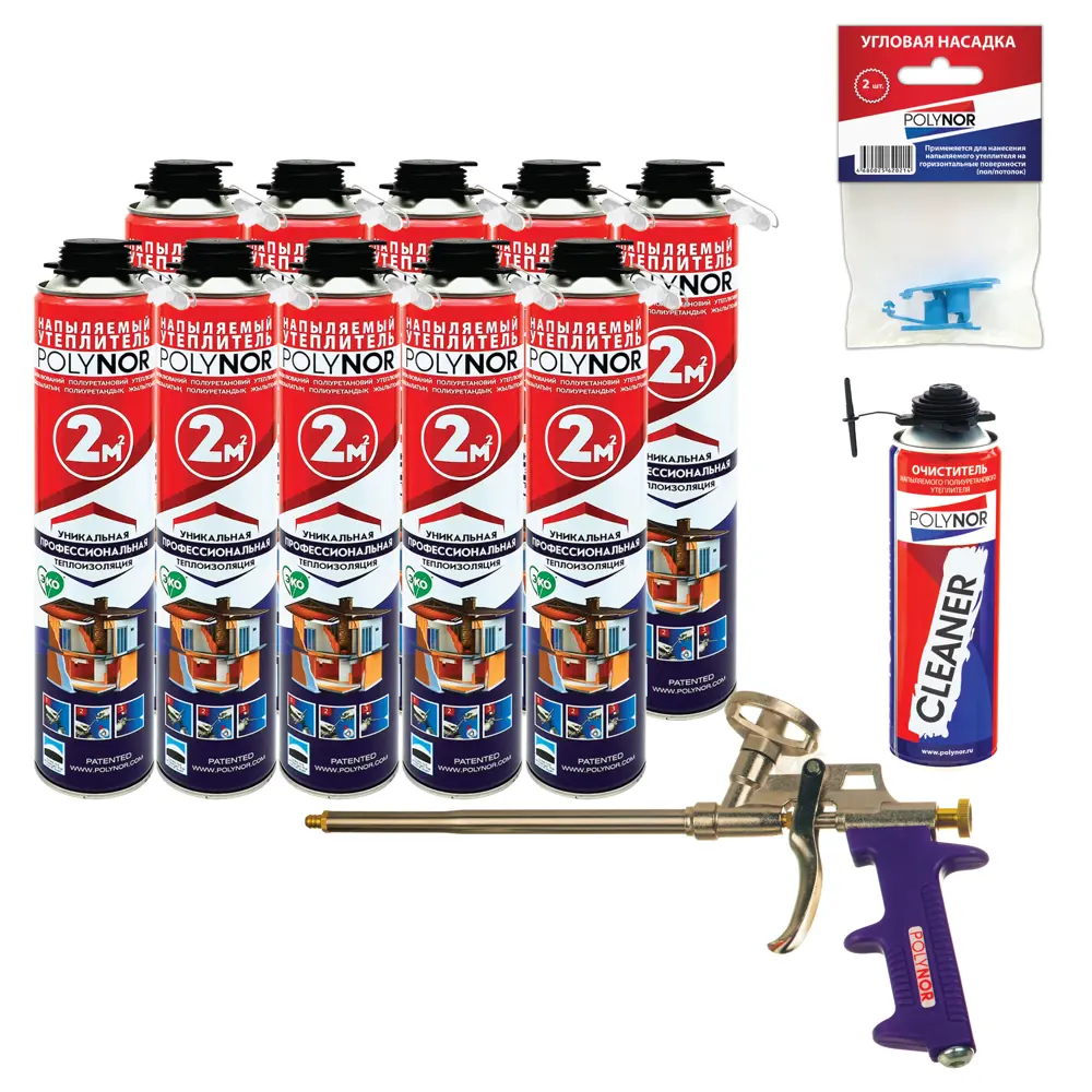 POLYNOR - Комплект для утепления кровли 10 м² с монтажным пистолетом 83557367