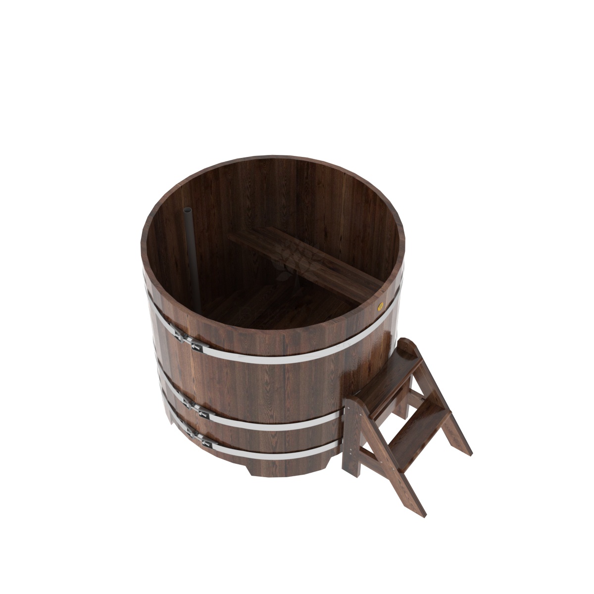 1195 Купель круглая из лиственницы d=1,17х1,0 морёная премиум Alyarus  - Вид №1