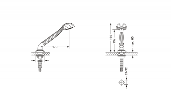 Душевой гарнитур ½", для монтажа на борт ванны JOERGER Florale Crystal 600.40.660.000 - Вид №1