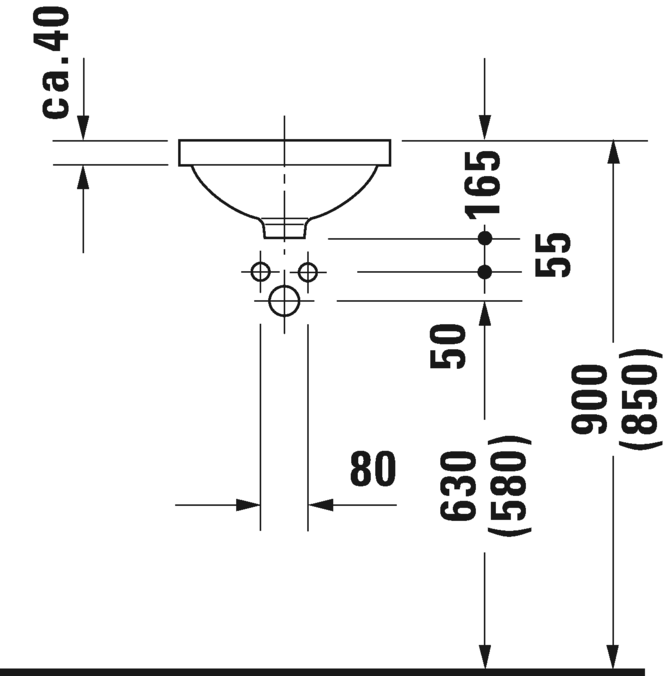 0319320000 Накладная раковина под столешницу  овальная Duravit Architec - Вид №2