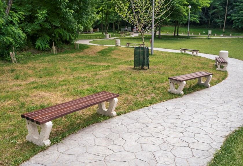 ENCHO ENCHEV - ETE Скамья без спинки из бетона и дерева  110  - Вид №3