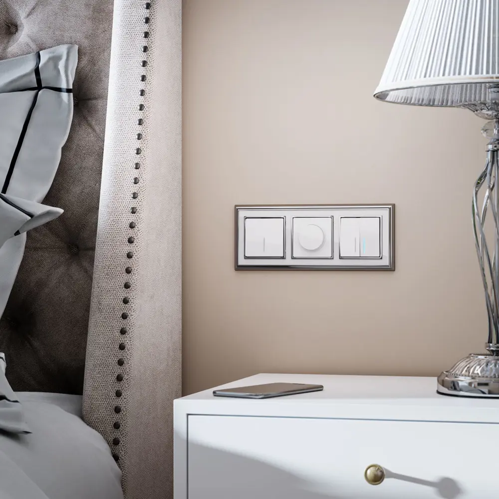 Рамка для розеток и выключателей Werkel Palacio 3 поста цвет белый хром STLM-2170769 - Вид №1