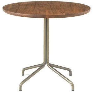 BassamFellows Круглый стол из нержавеющей стали и дерева с основанием 4 звезды Bicorn Cb-595