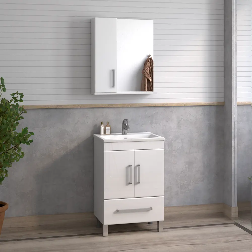 Шкаф для ванной зеркальный подвесной Vigo Eggo 60x70 см цвет белый STLM-2000041 - Вид №3