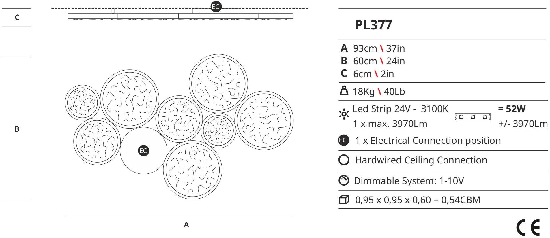 Serip Светодиодный потолочный светильник из бронзы ручной работы Luna Pl377 - Вид №1