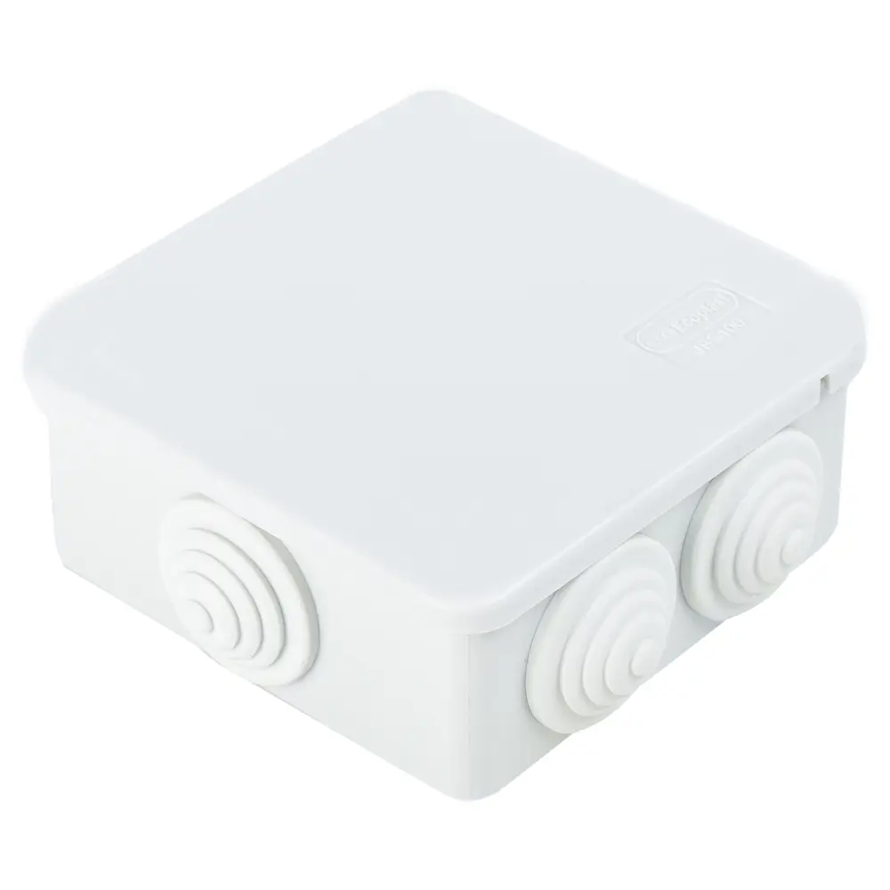 Распределительная коробка открытая Экопласт 100х100х55 мм 6 вводов IP55 цвет серый STLM-2023505