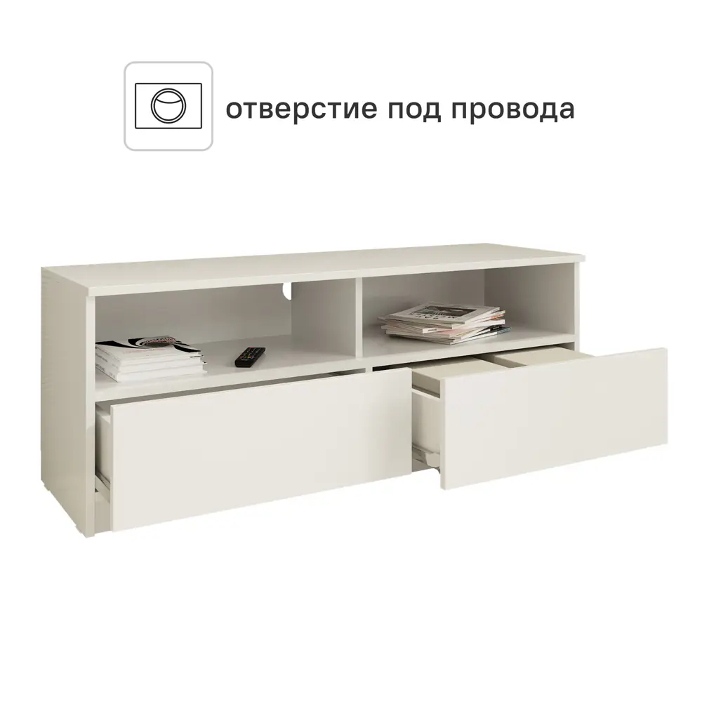 Тумба под телевизор 114.9x44x37 см ЛДСП цвет белый Santreyd нет STLM-2172238 - Вид №2