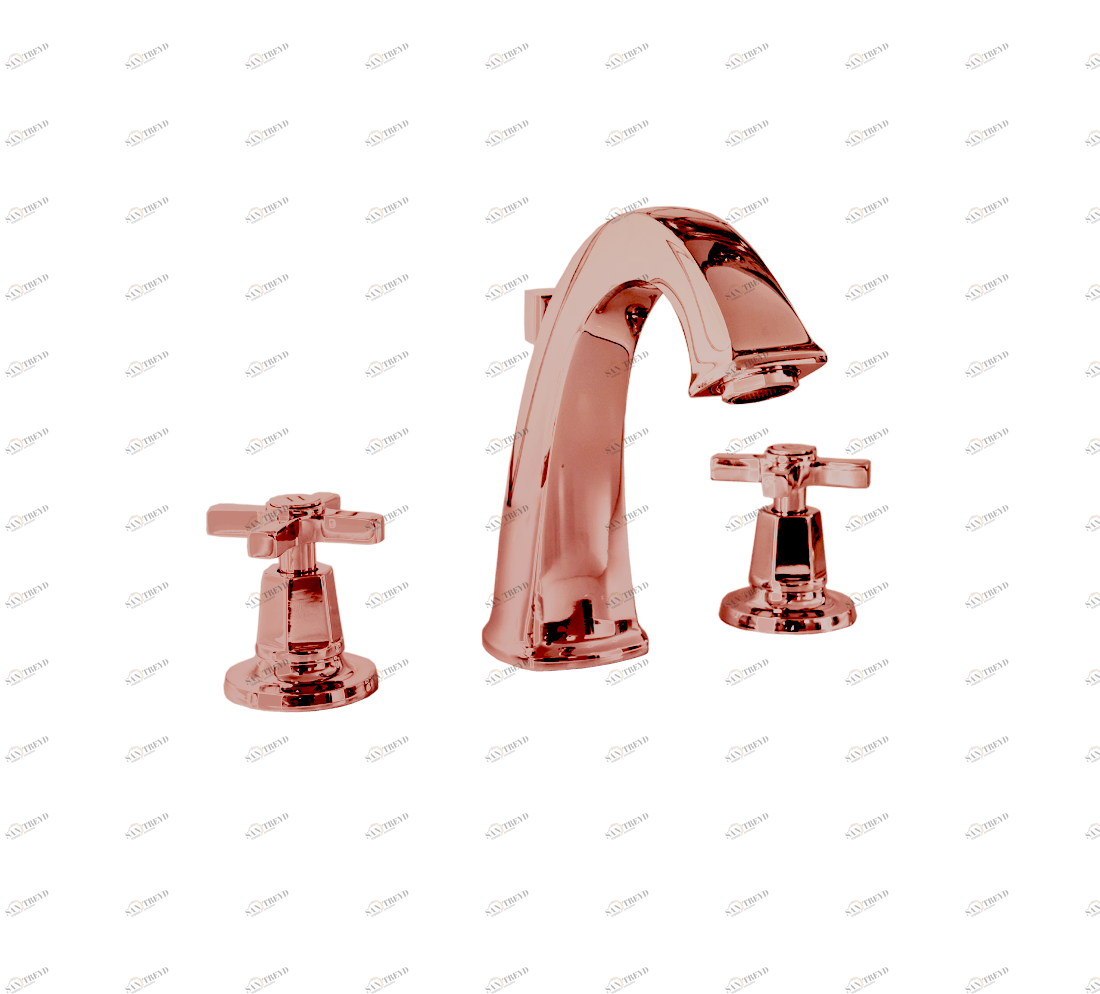 Gentry Home Смеситель для раковины на 3 отверстия Chopin White Медь GH102404 