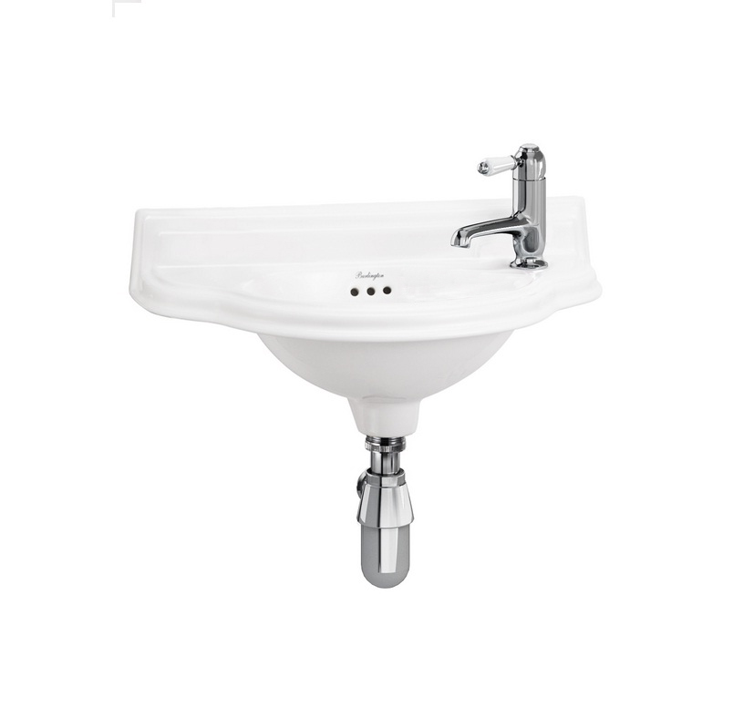 Burlington Cloakroom Маленькая изогнутая передняя раковина 50,5 см с 2-мя отверстиями под смеситель P13  - Вид №2