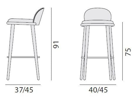 Высокий мягкий стул из бука с подставкой для ног Billiani Veretta ARCH-00029675 - Вид №3