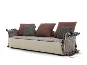 3-местный алюминиевый открытый диван с плетением